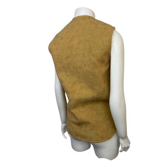 Vintage 1970s Faux Suede Zip Up Vest Jacket Shearling Lined / Women’s XS - Picture 4 of 7